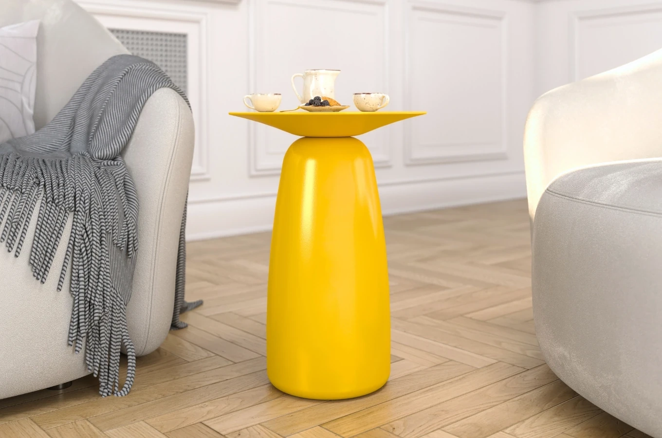 Stolik drewniany Kayani BAOBAB 44 różne kolory, wys. 44 cm / kolor żółty