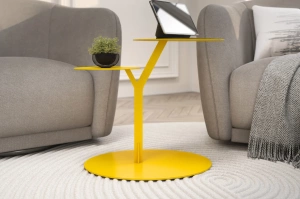 Metalowy stolik pomocniczy do salonu Kayani IROKO / kolor żółty