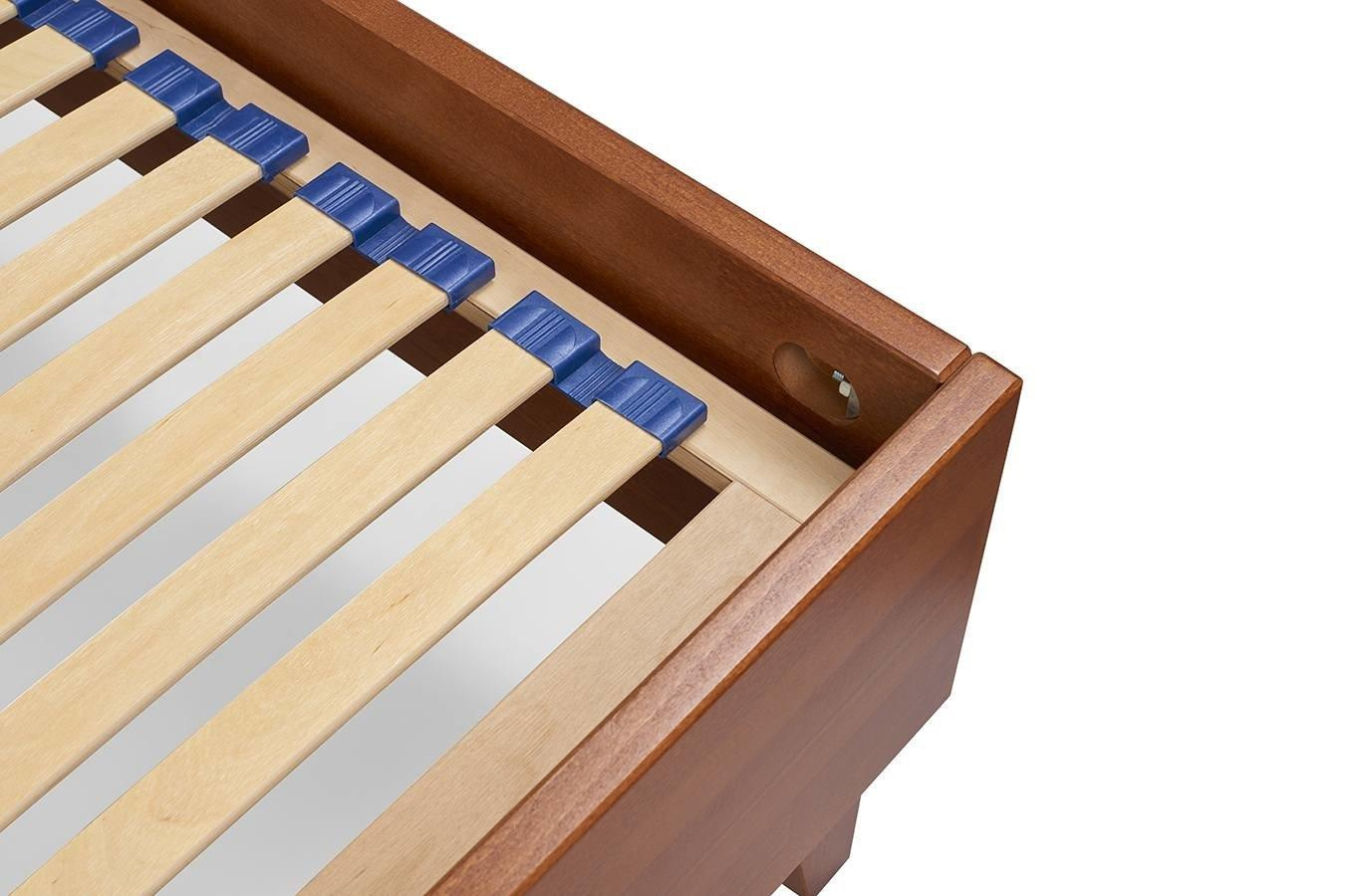 Tapicerowane łóżko drewniane bukowe Visby FRIDA z wysokim zagłówkiem / 200x200 cm, kolor naturalny, zagłówek French Velvet 658