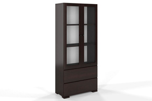 Drewniana sosnowa witryna ze szklanymi drzwiami Visby SANDEMO 2S80 / kolor palisander