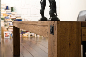 Drewniany dębowy stół LEEDS / 180 x 90 cm, dąb lity bassano