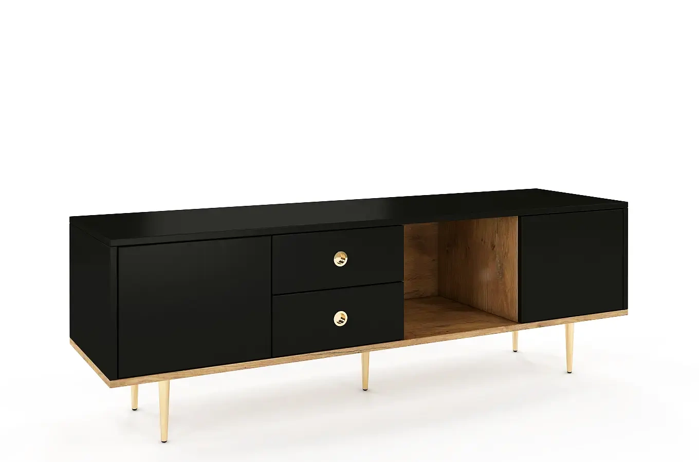 Czarna nowoczesna szafka RTV Skandica HARMONI / szer. 160 cm