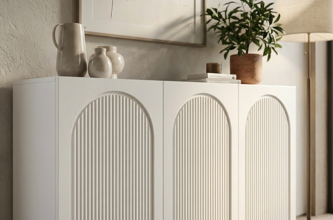 Biała komoda z łukami Skandica RITA / szer. 135 cm