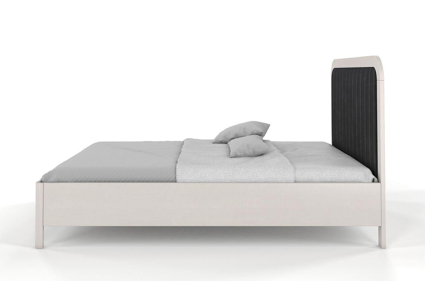 Tapicerowane łóżko drewniane sosnowe Visby MODENA BC z wysokim zagłówkiem / 160x200 cm, kolor biały, zagłówek Casablanca 2316 (skrzynia na pościel)