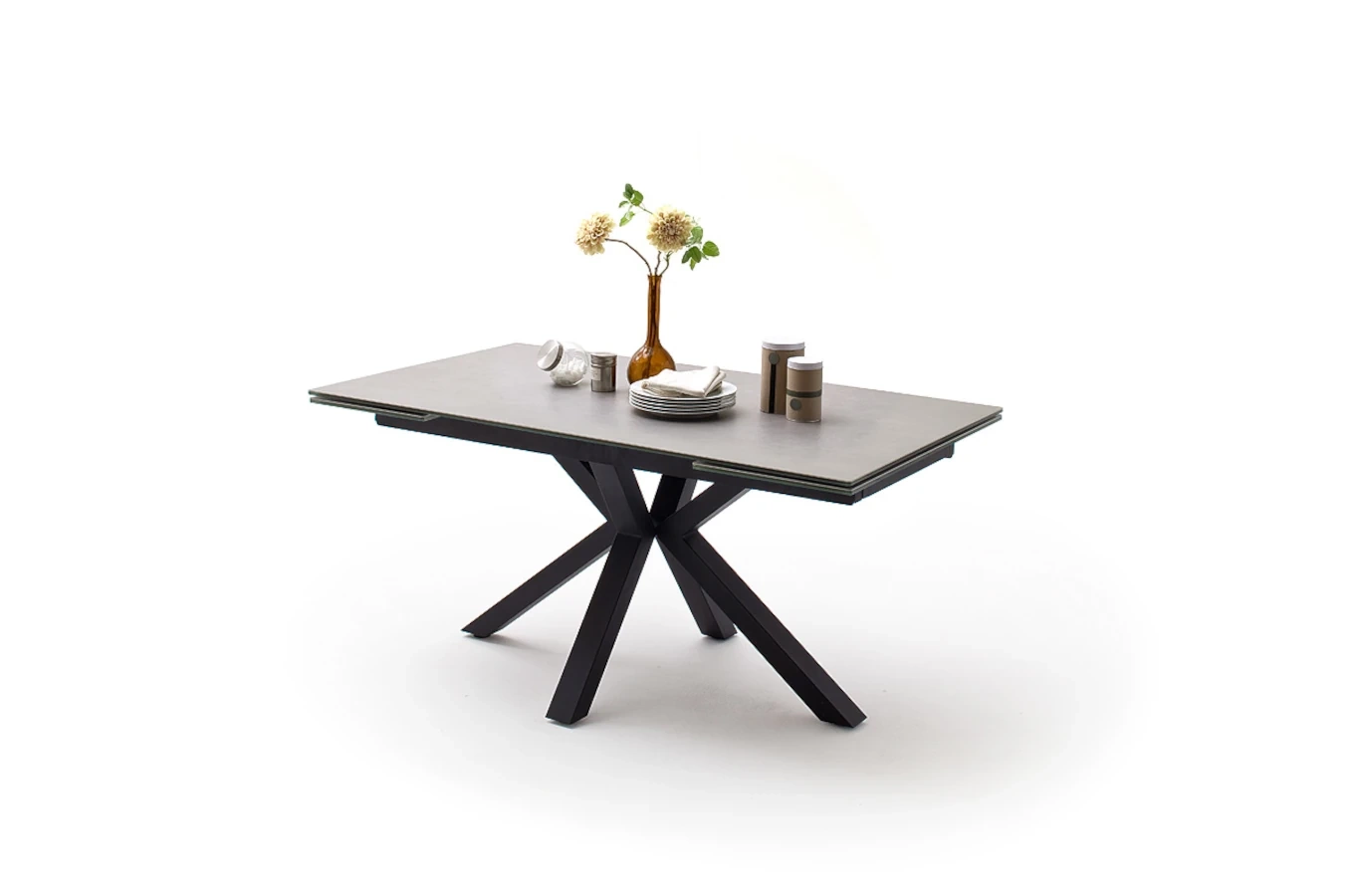 Nowoczesny rozkładany stół NAGANO z ceramicznym blatem na metalowych nogach, kolor jasny szary / 160-240 x 90 cm