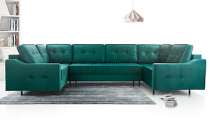 Duży nowoczesny narożnik HAITI U z funkcją spania i pojemnikiem na pościel