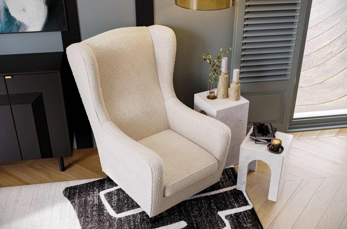 Fotel uszak Skandica AGNETA / 4 kolory tapicerki + 2 kolory nóg do wyboru!