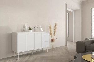 Biała nowoczesna komoda Dancan MIRKA / szer. 130 cm