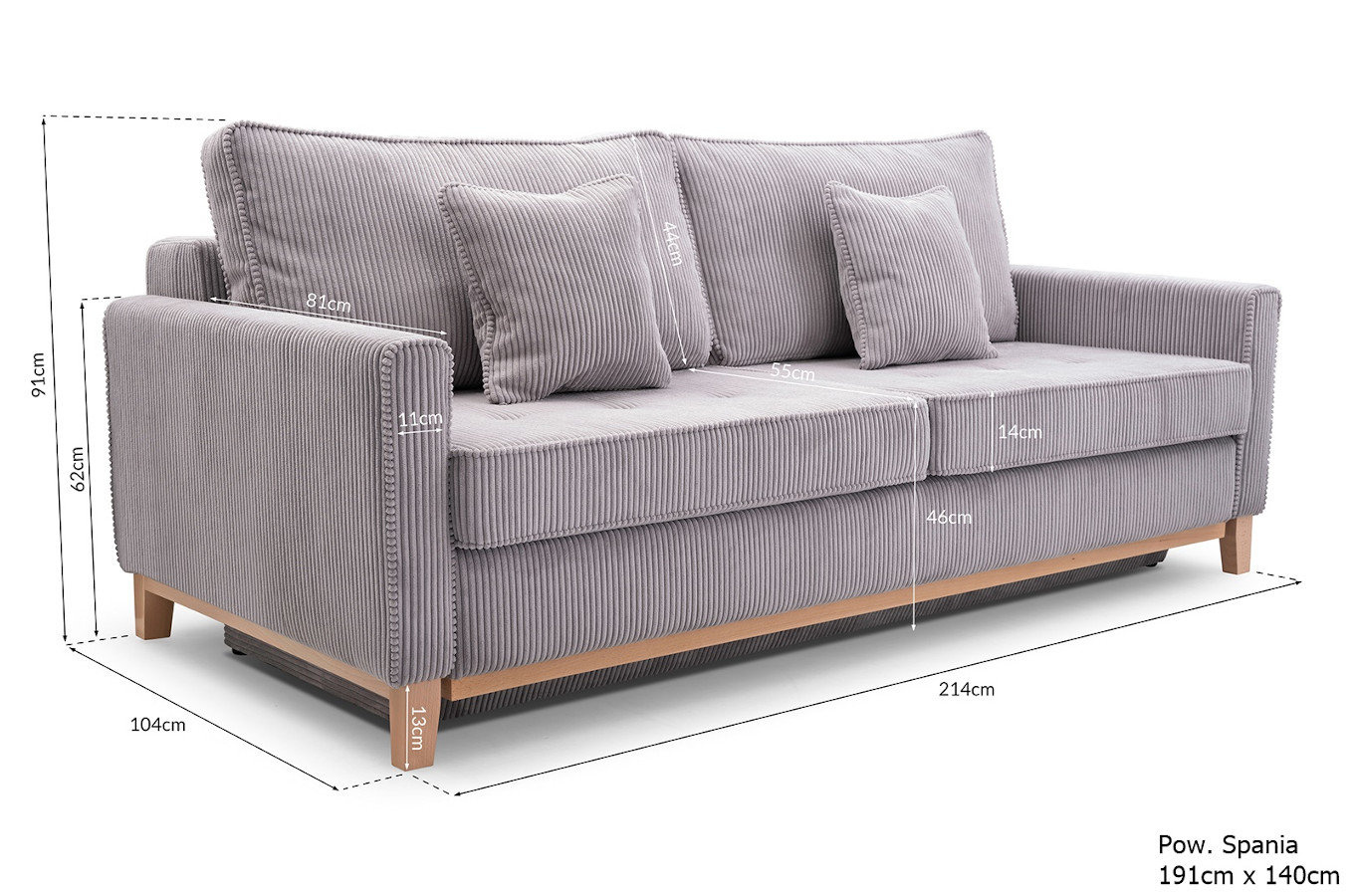 Elegancka rozkładana sofa PAROS z pojemnikiem na pościel