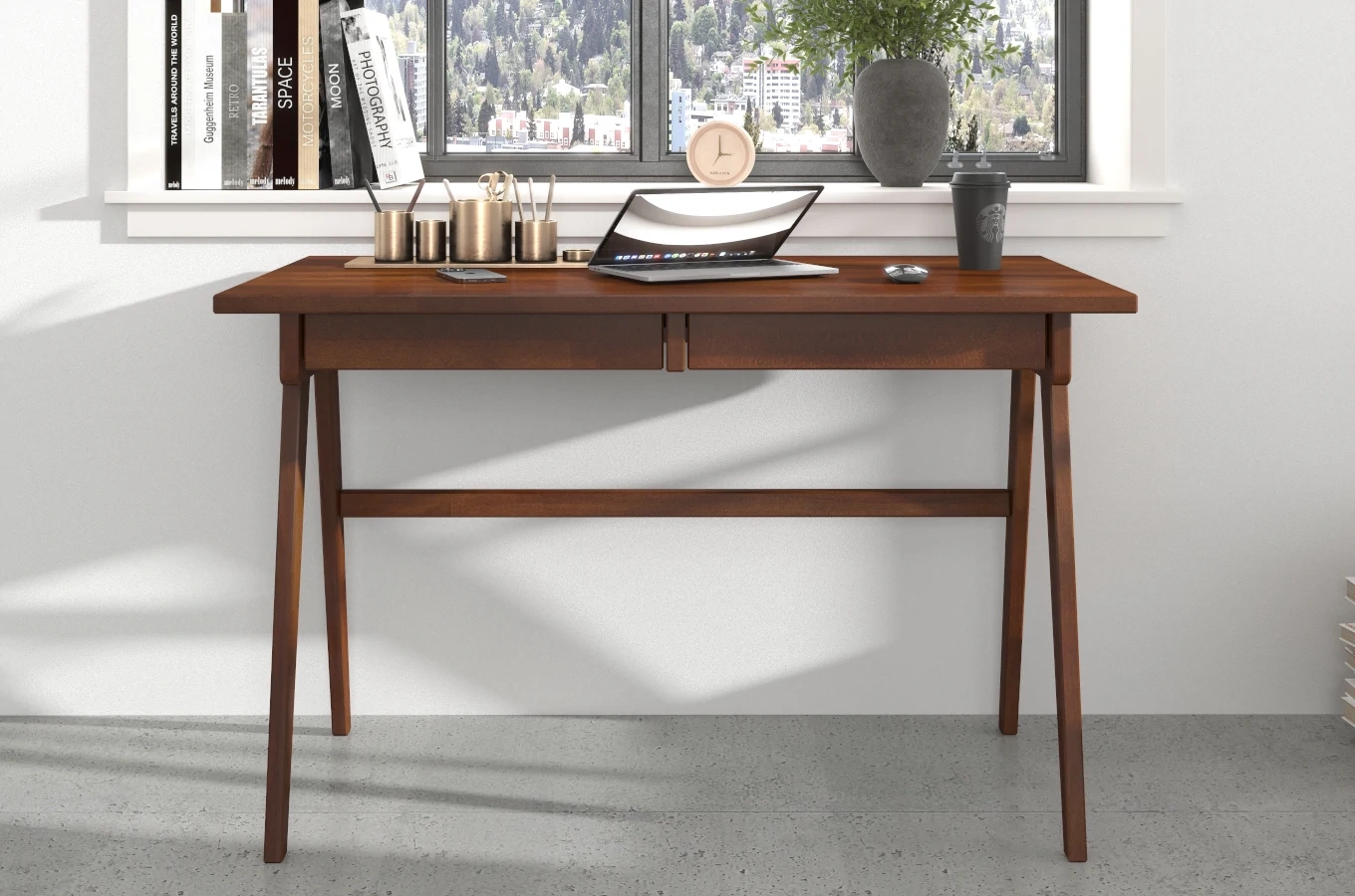 Drewniane bukowe biurko / toaletka z szufladami Visby EDDA / 120x65 cm