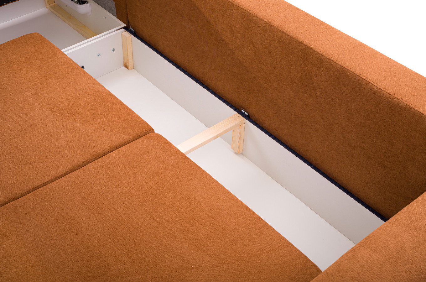 Nowoczesny rozkładany narożnik PEDRO z pojemnikiem na pościel