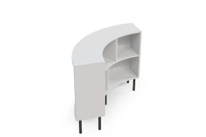 Nowoczesny narożny niski regał na książki Skandica HORN z czarnymi nogami / biały / szer. 100 cm