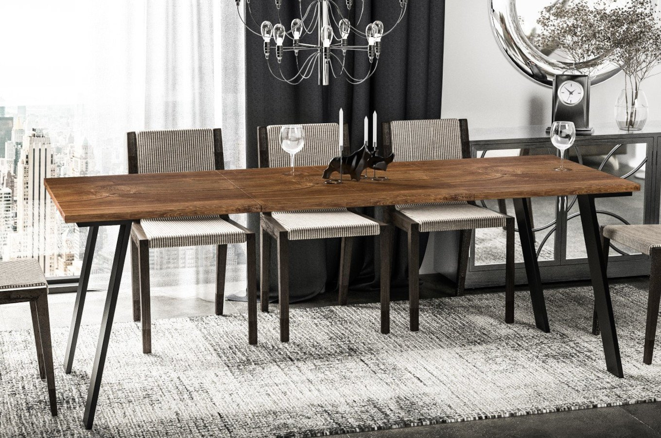 Nowoczesny rozkładany stół LIWIA 130-210 x 80 cm (dąb stirling)