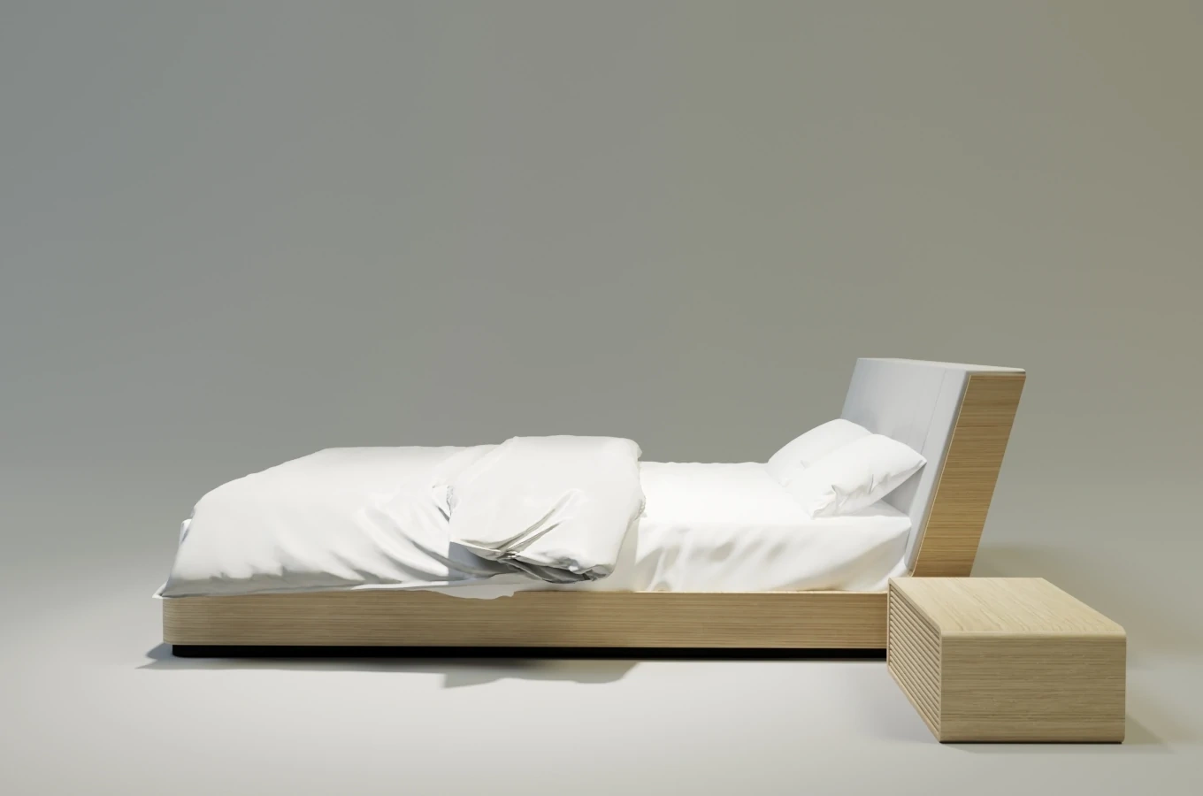 Drewniane łóżko do sypialni SOLID z tapicerowanym zagłówkiem