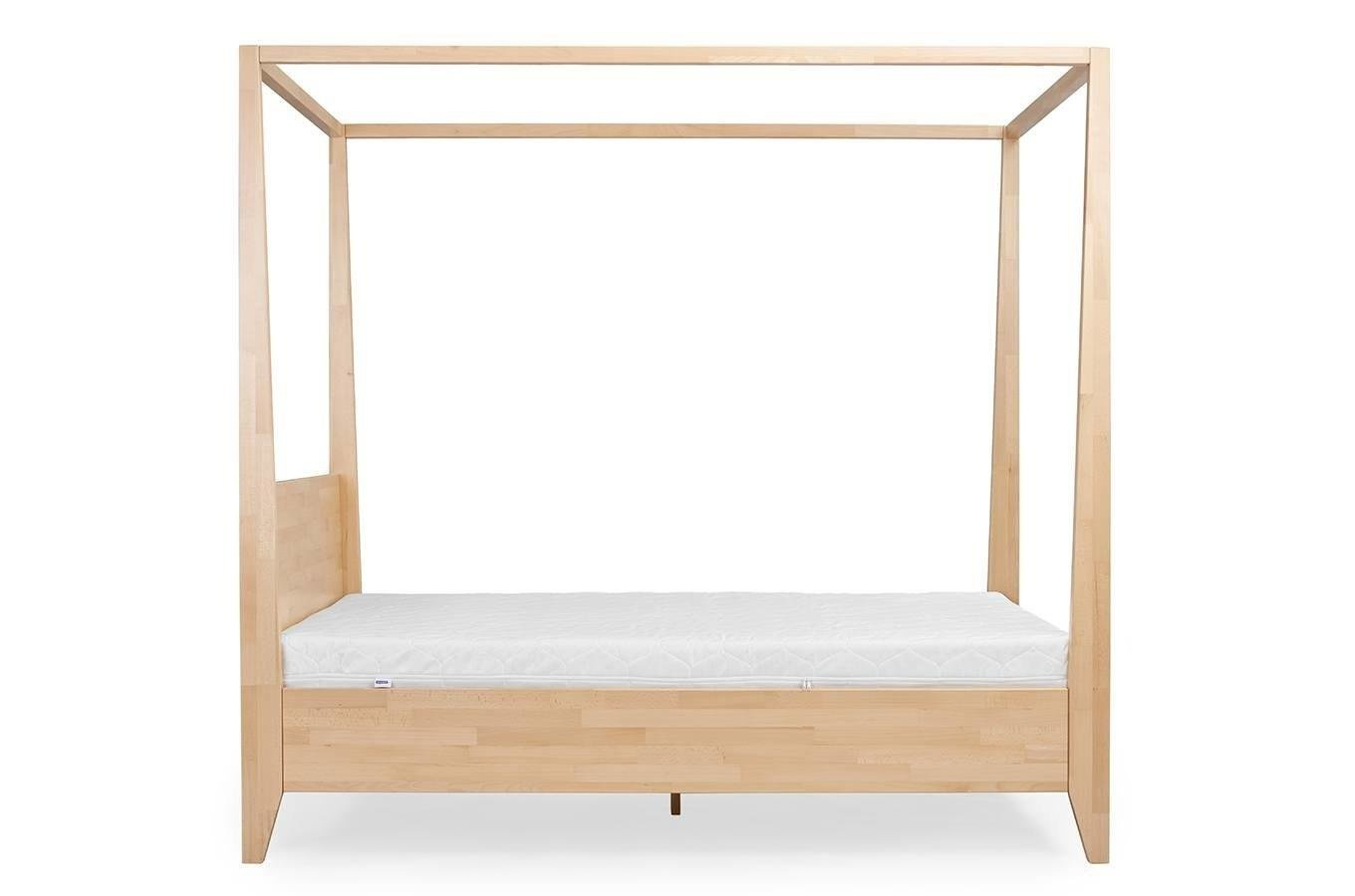 Łóżko drewniane bukowe z baldachimem Visby CANOPY / 200x200 cm, kolor biały