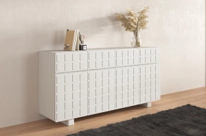 Nowoczesna komoda z frontami 3D Skandica CUBO LONG / kolor szary mleczny / szer. 169 cm