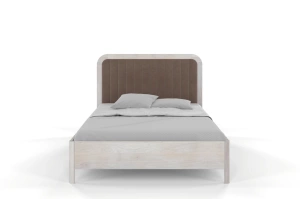 Tapicerowane łóżko drewniane dębowe Visby MODENA z wysokim zagłówkiem / 180x200 cm, olej bielony, zagłówek Casablanca 2306