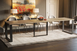 Nowoczesny rozkładany stół BORYS MAX na metalowych nogach 130-330 x 85 cm (dąb wotan)