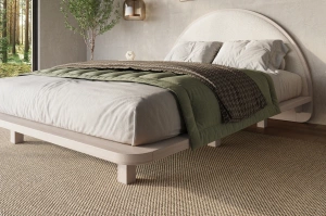 Łóżko lewitujące drewniane bukowe Visby MOMOKO / 180x200 cm, kolor biały