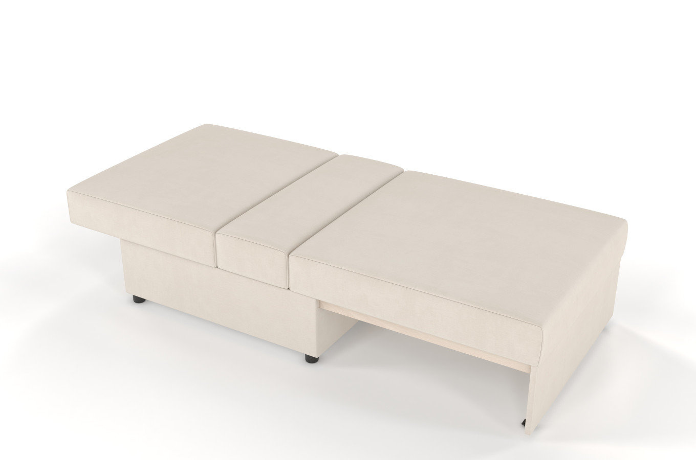 Beżowa rozkładana sofa Dancan OLGA z funkcją spania i pojemnikiem na pościel / szerokość 86 cm