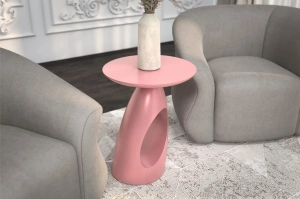 Stolik drewniany Kayani ISLAND różne kolory, wys. 40 cm / kolor pudrowy róż