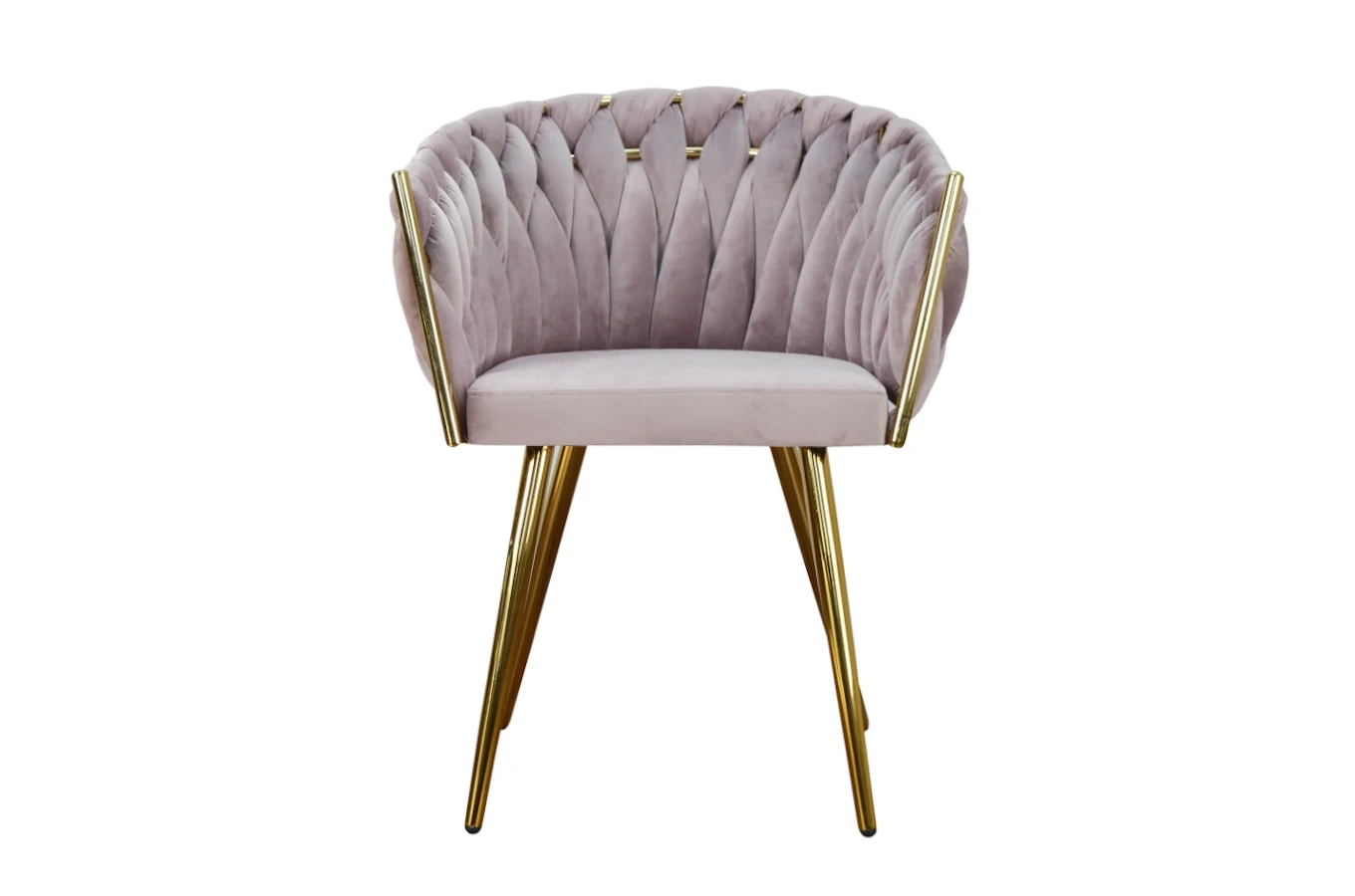 Nowoczesne krzesło SARA GOLD z plecionym oparciem