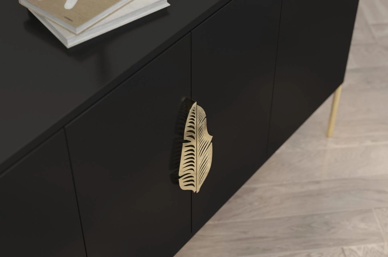 Złoty uchwyt LEAF Merlin w kształcie pióra / komplet