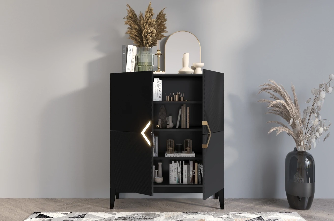 Drewniana komoda Visby DEMI HIGH / kolor czarny / szer. 100 cm