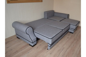 Elegancki narożnik GENEVA w angielskim stylu z funkcją spania i pojemnikiem na pościel