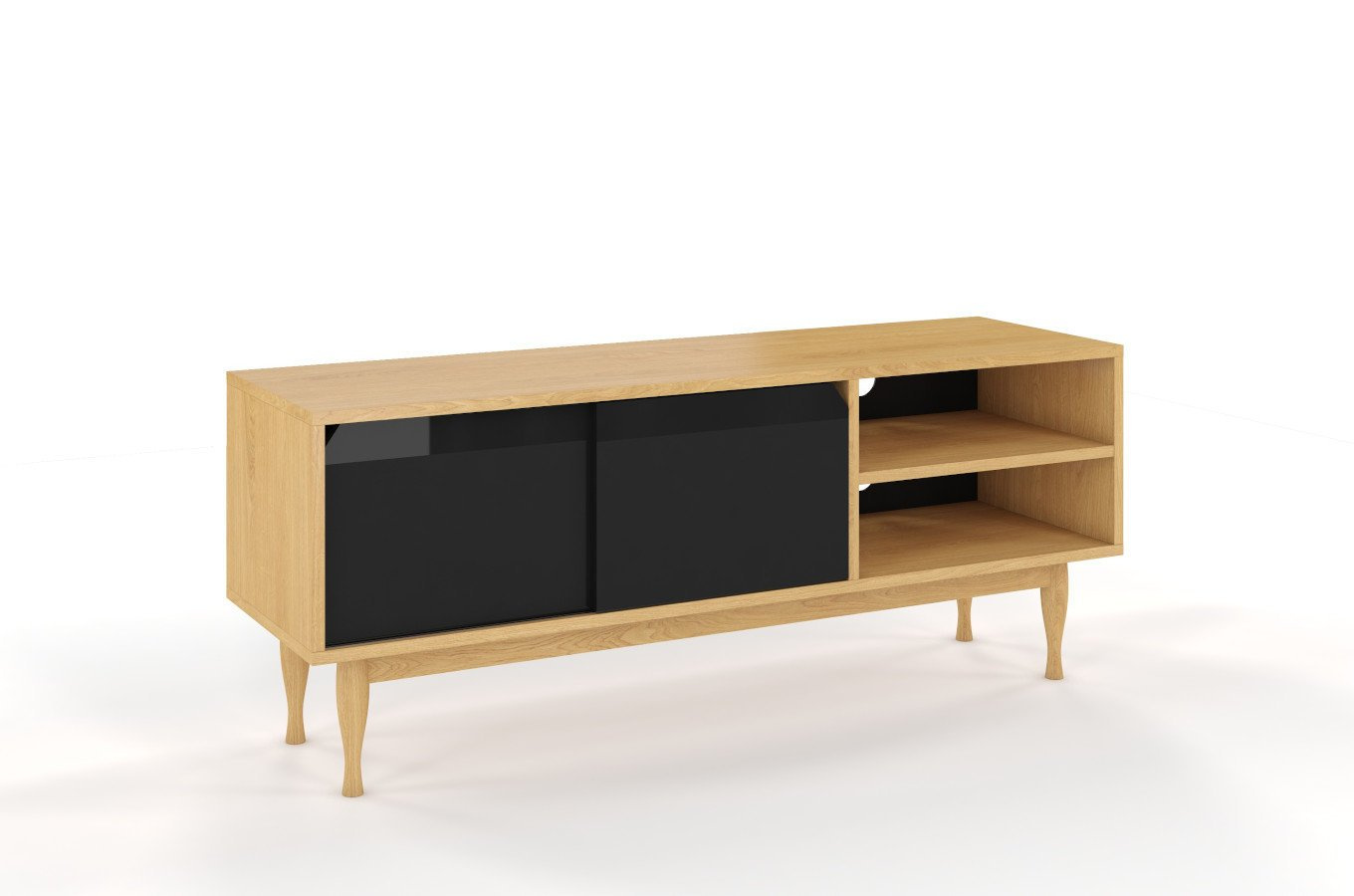 Szafka RTV Skandica ELZA Black na dębowych nogach / szer. 135 cm