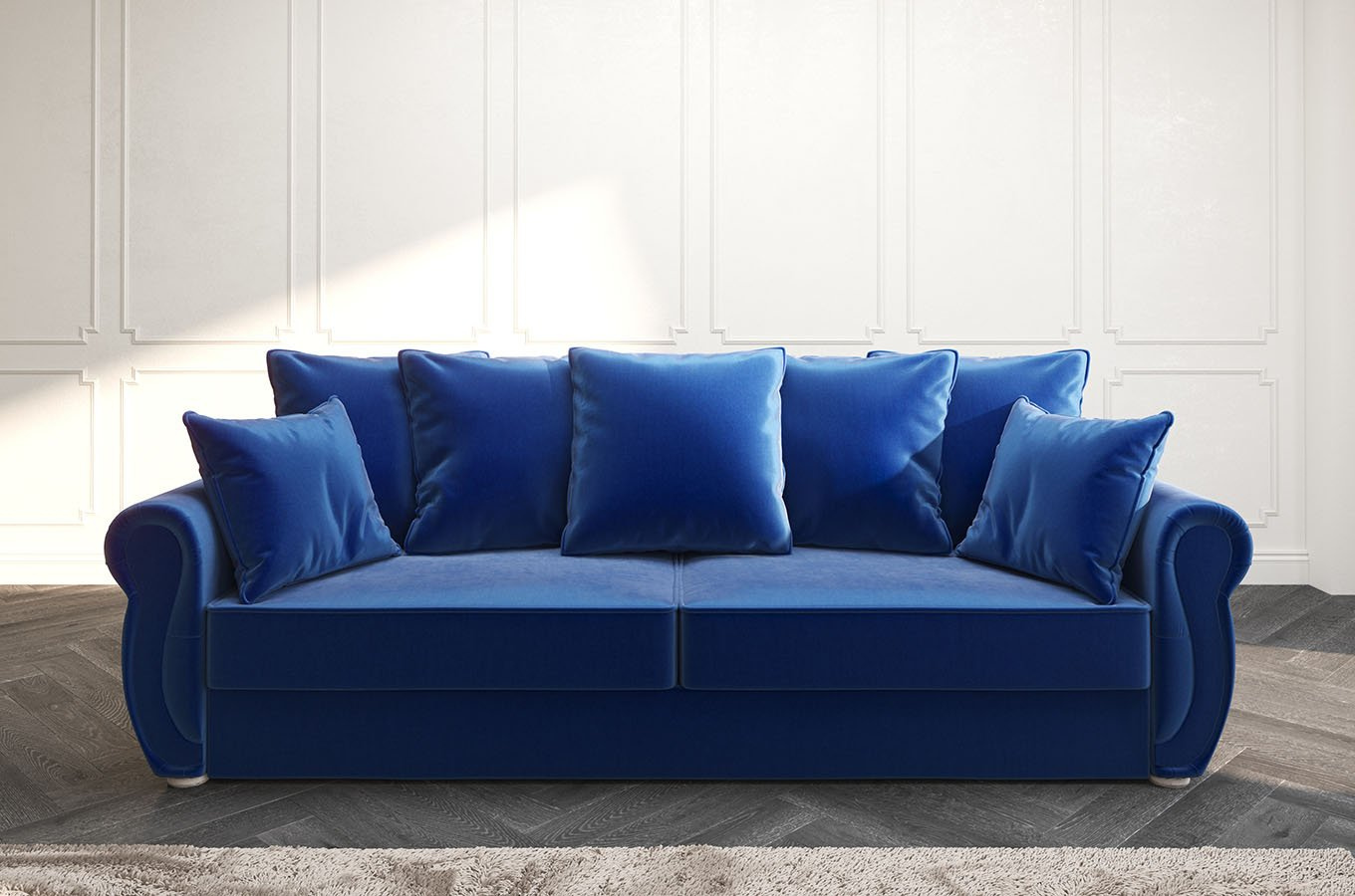 Elegancka 3-osobowa sofa BONA w angielskim stylu z funkcją spania i pojemnikiem na pościel