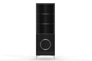 Czarna nowoczesna witryna Dancan EVA ze szklanymi drzwiami połysk / szer. 60 cm