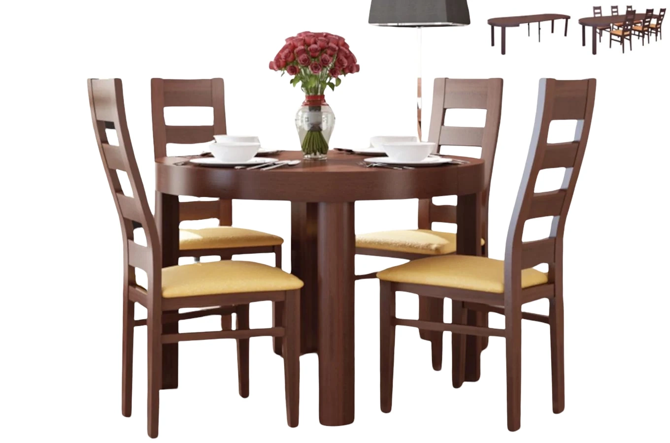 Stół drewniany rozkładany okrągły 410 / 4 rozmiary do wyboru