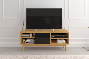 Szafka RTV Skandica ELZA Black na dębowych nogach / szer. 135 cm