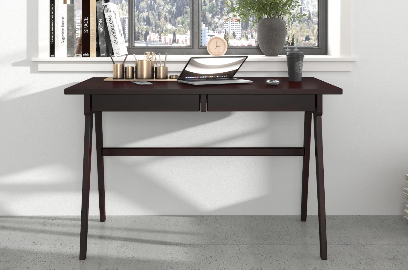 Drewniane bukowe biurko / toaletka z szufladami Visby EDDA / 120x65 cm