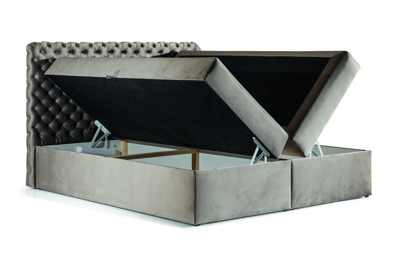 Tapicerowane łóżko kontynentalne GROSSETO z pikowaniem Chesterfield