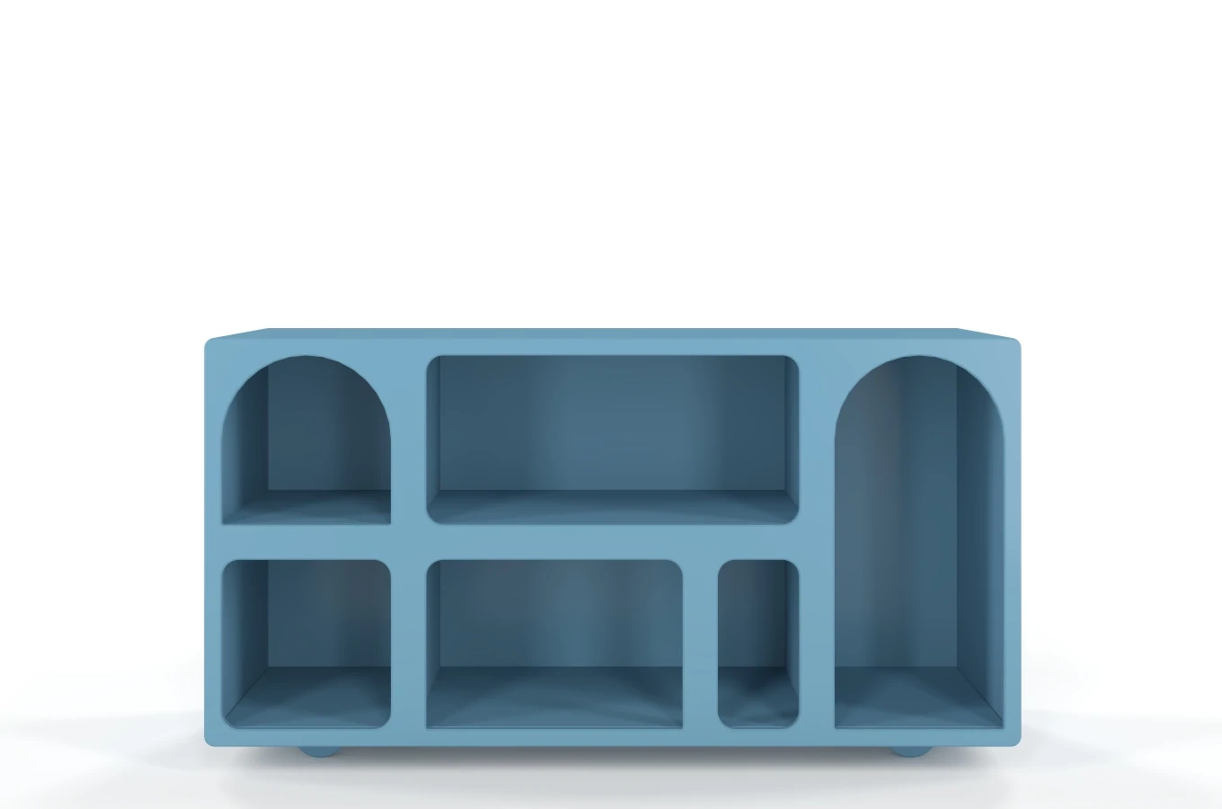 Drewniana komoda - regał - szafka RTV z łukami Visby OLIMPIA LONG / kolor pastelowy niebieski / szer. 140 cm