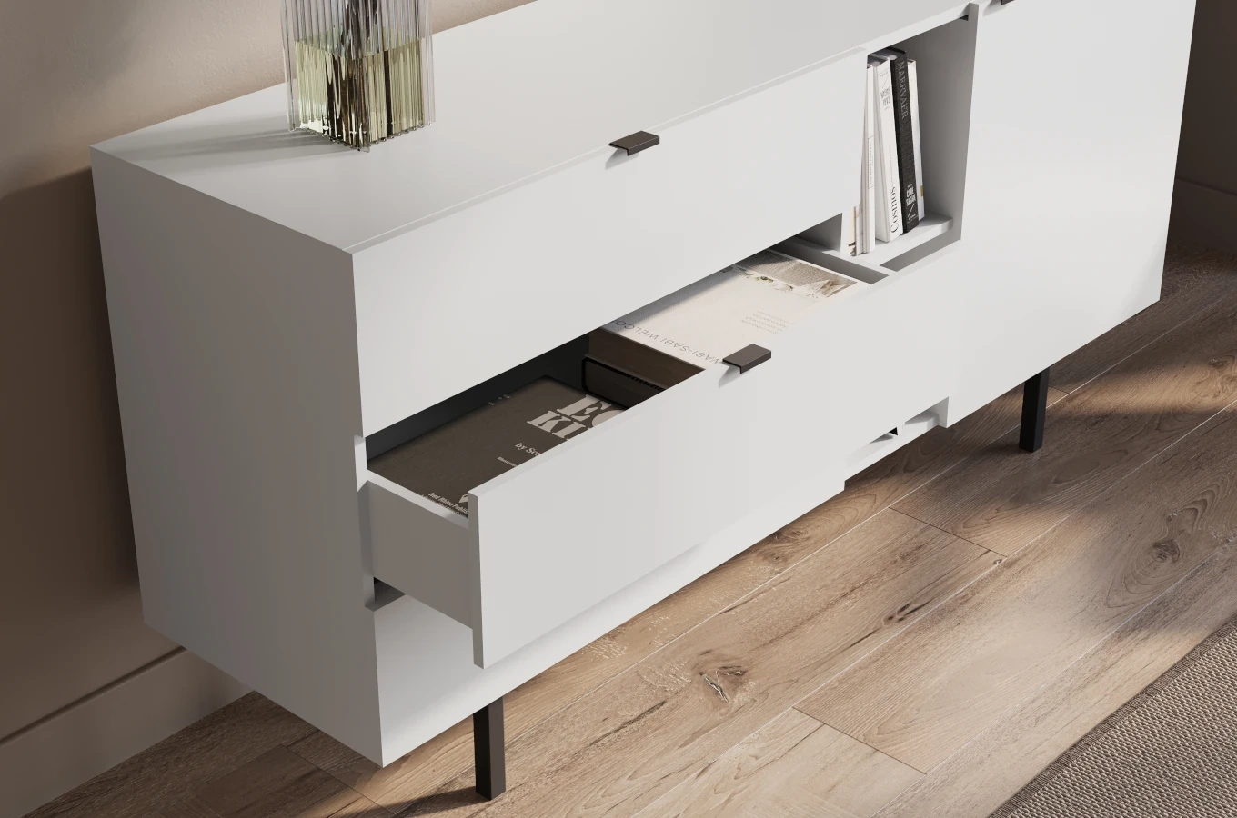 Nowoczesna biała komoda z szufladami Skandica MYWAY / szer. 160 cm