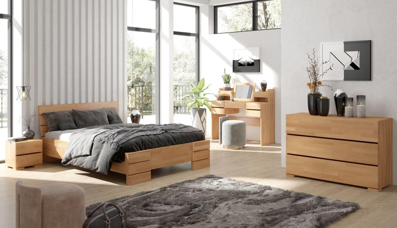 Drewniana szafka nocna bukowa Visby Sandemo High 2S / kolor biały