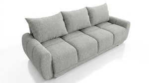 Nowoczesna rozkładana sofa 3-osobowa Skandica DUNA 3 z funkcją spania i pojemnikiem na pościel / boucle Centaur 02 / jasny szary / szer. 234 cm