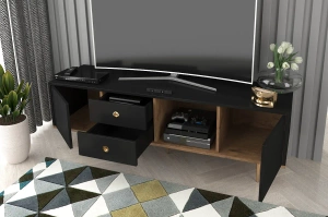 Czarna nowoczesna szafka RTV Skandica HARMONI / szer. 160 cm