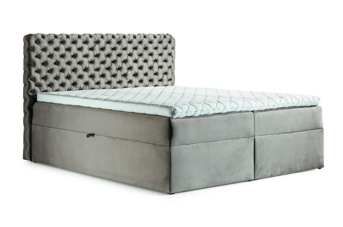 Tapicerowane łóżko kontynentalne GROSSETO z pikowaniem Chesterfield