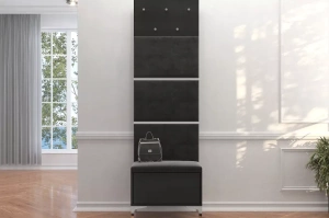 Czarno-srebrne siedzisko z pojemnikiem Dancan EVELINE wysoki połysk / szer. 60 cm