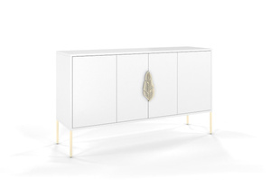 Biała komoda Skandica MERLIN ze złotymi dodatkami / szer. 138 cm