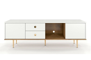 Biała nowoczesna szafka RTV Skandica HARMONI / szer. 160 cm