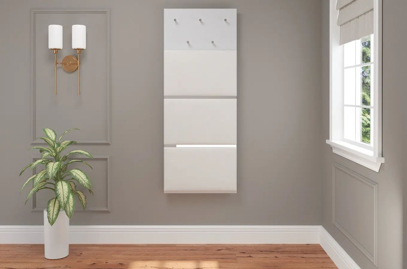 Biały wieszak na ubrania ze srebrnymi dodatkami Dancan EVELINE