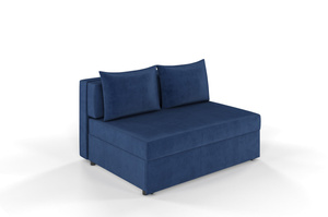 Granatowa rozkładana sofa Dancan OLGA z funkcją spania i pojemnikiem na pościel / szerokość 136 cm