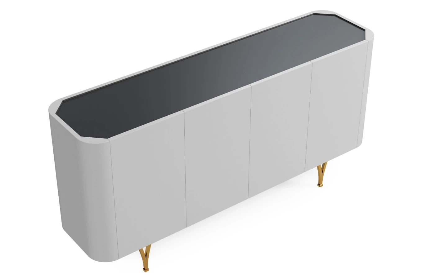 Nowoczesna szara komoda Dancan MONZA ze złotymi nóżkami / szer. 160 cm