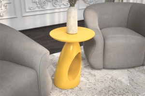 Stolik drewniany Kayani ISLAND różne kolory, wys. 40 cm / kolor żółty