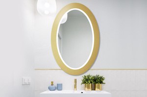 Owalne lustro OVAL BOLD z oświetleniem LED / rama dostępna w 5 kolorach